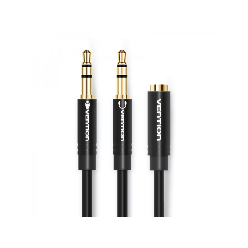 Vention Cavo stereo 2x Jack 3.5 maschio a Jack 3.5 femmina - 0.3 m - Colore nero