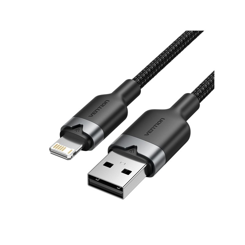 Vention Cavo da USB-A a Lightning 2.4A - 1 m - Attorcigliato - Nero - Colore nero