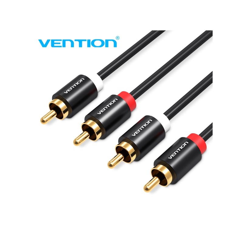 Cavo RCA stereo Vention - Interfaccia dorata - Conduttore in bronzo smaltato - Materiale alluminio e PVC - Colore nero