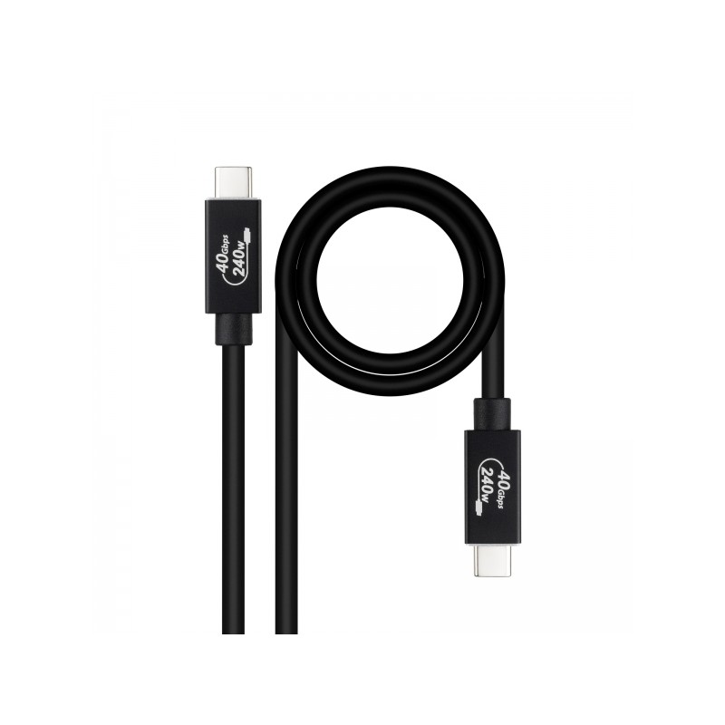 Cavo USB Nanocable 4 Gen 3x2 40Gbps 5A/240W - USB-C/M-USB-C/M - 1.8 m - Nero - Colore nero