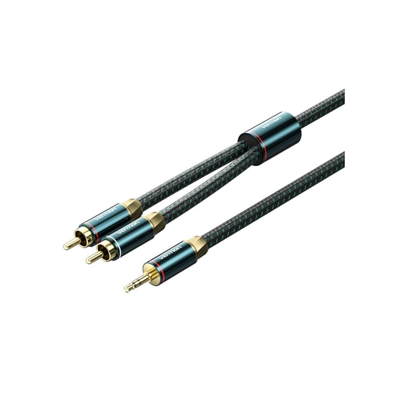 Cavo Vention da Jack 3.5 a 2xRCA maschio - 1 m - intrecciato - verde