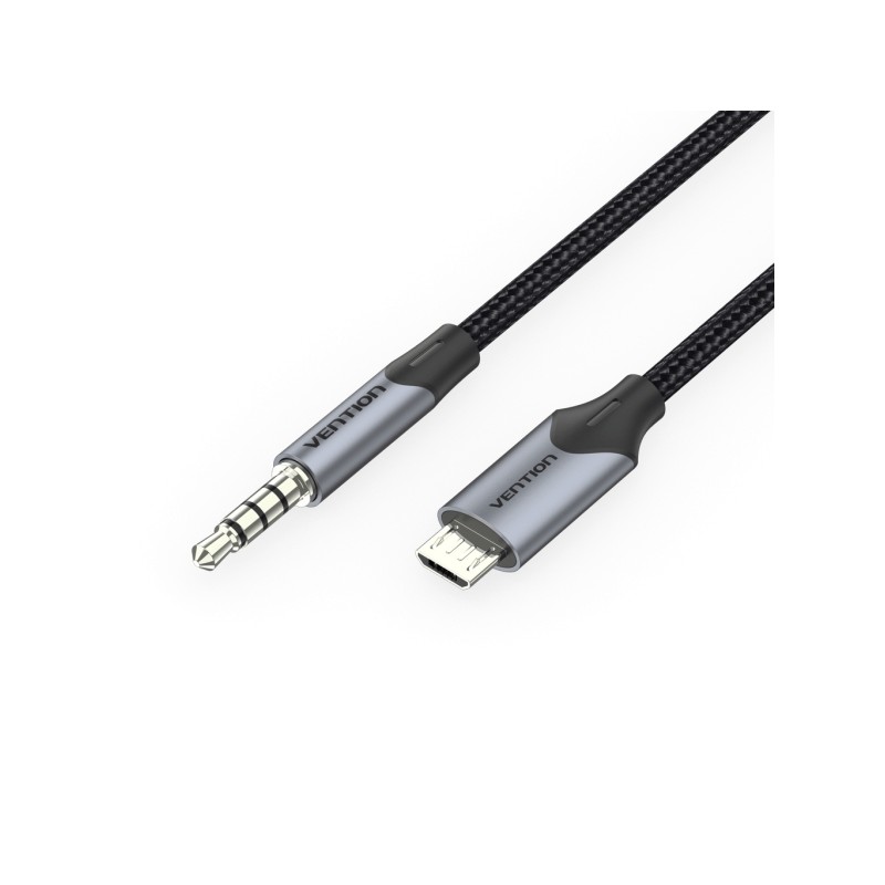 Vention Cavo da MicroUSB maschio a Jack 3.5 maschio - 1 m - Intrecciato - Nero - Colore nero