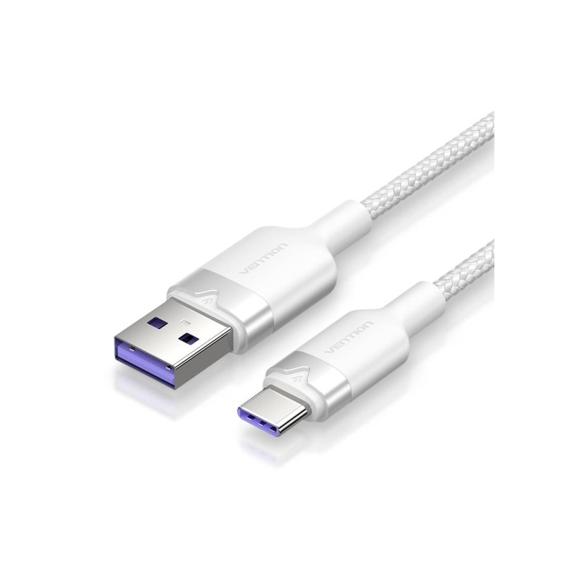 Vention Cavo da USB-C 2.0 a USB-A 6A 100W - 1 m - Intrecciato - Bianco - Cavo da USB-C 2.0 a USB-A 6A 100W - 1 m - Intre