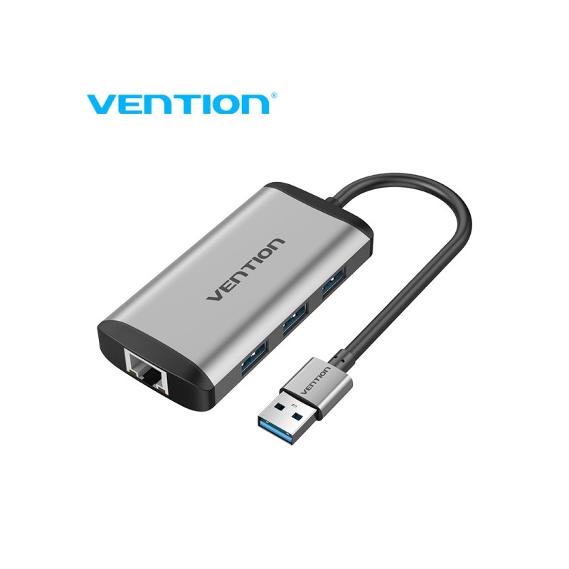 Vention CKBHB HUB USB x3 Ethernet - USB 3.0 - Gigabit Ethernet - 1200 Mbps - Compatibile con USB-A/USB-C - Certificato C