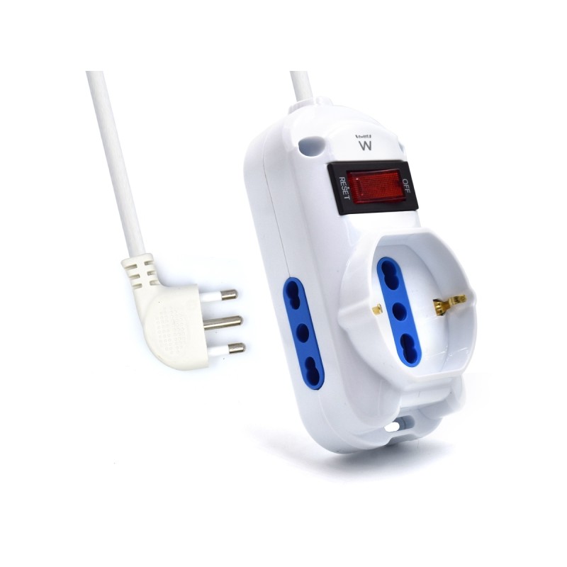 Ewent Striscia elettrica con 3 prese - 2 prese L + 1 presa L/F (Schuko) - Interruttore On/Off - Presa angolare piatta it