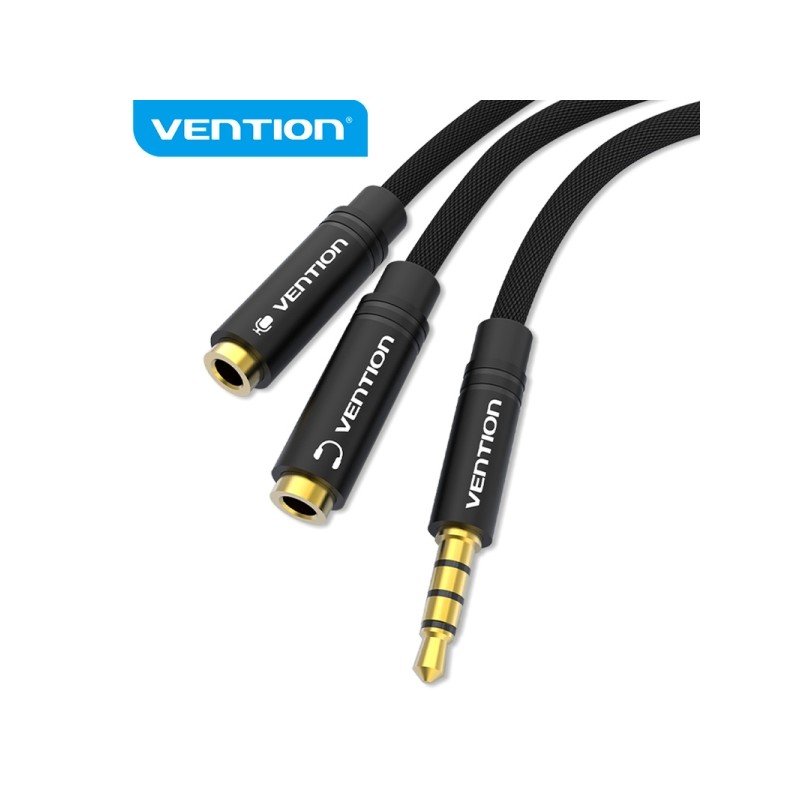 Cavo splitter audio di Vention - Sincronizzazione audio e microfono - Tessuto intrecciato - Connettore a passo - Colore 