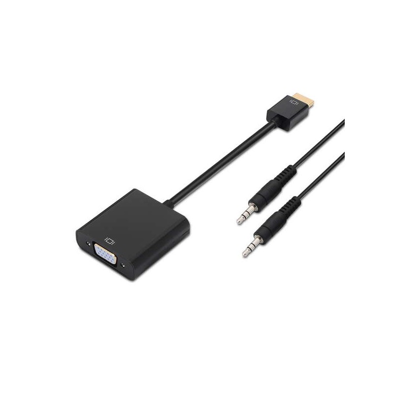 Aisens Convertitore HDMI a SVGA+Audio - HDMI A Maschio-SVGA Femmina+JACK 3.5/H - 10 cm+1.0m - Colore Nero