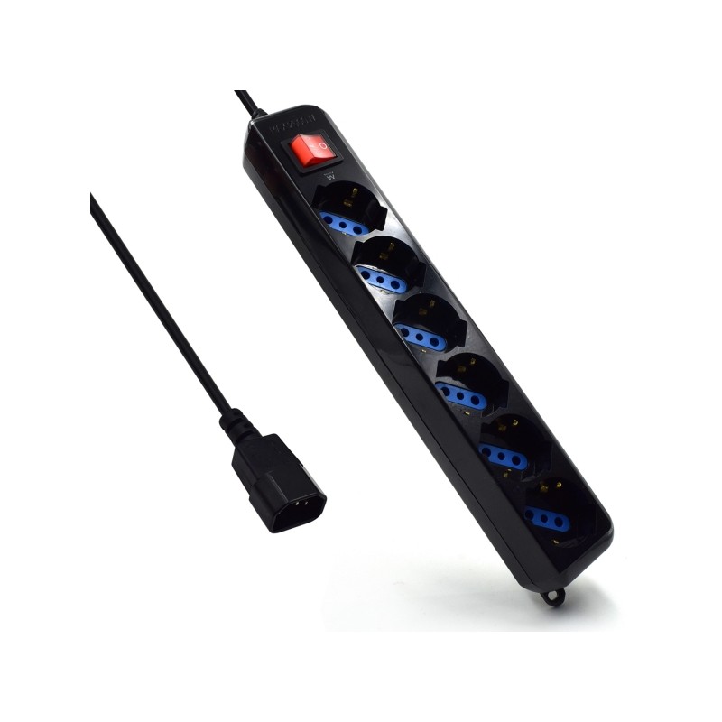 Striscia elettrica Ewent con 6 uscite di tipo L/F (Schuko) per UPS - Protezione da sovratensione - Protezione bambini - 