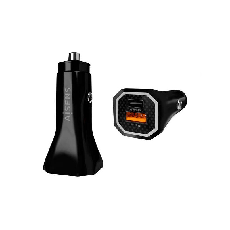 Caricabatteria da auto Aisens 38W.1xUSB-C PD3.0 20W.1xUSB-A QC3.0 18W - Colore nero