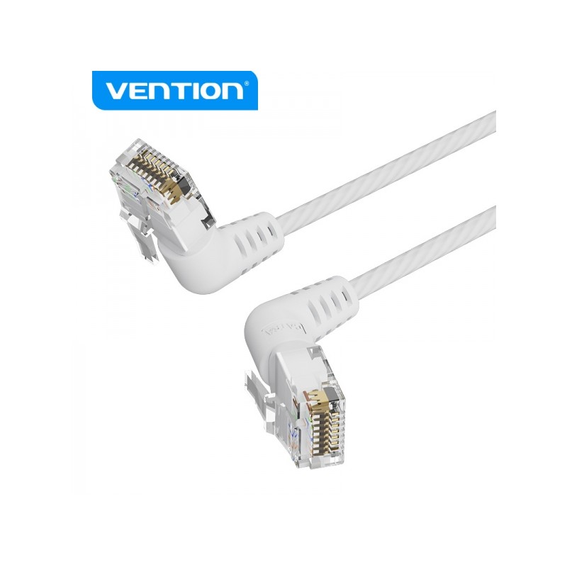 Vention Cavo di rete UTP RJ45 Slim Cat.6A Testa rotante 360° angolo retto - 1.5 m - Bianco