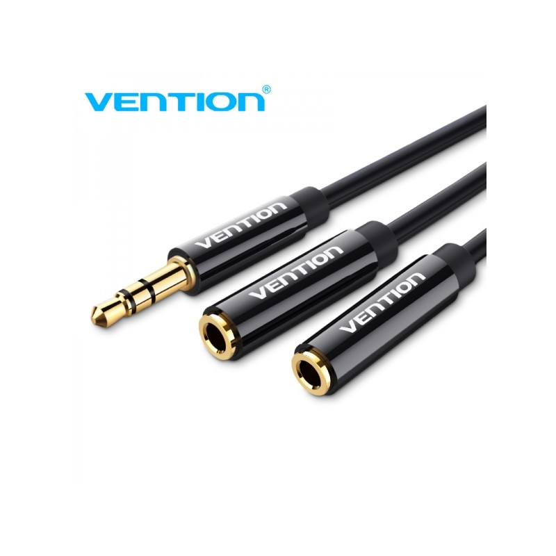Cavo stereo Vention da Jack 3.5 maschio a 2x Jack 3.5 femmina - 0.3 m - Colore nero
