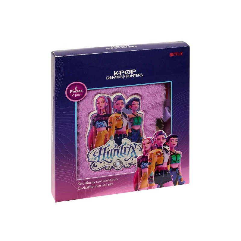 Safta K-Pop Demon Hunters: set composto da diario e penna a 10 colori - lucchetto - copertina con peluche - fogli decora