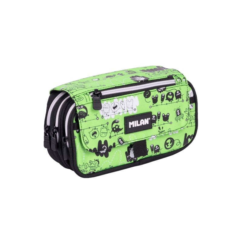 Milan Tandem 2 Borsa multiuso con patta - Cerniera - 4 scomparti - 13x24x10 cm - Colore verde