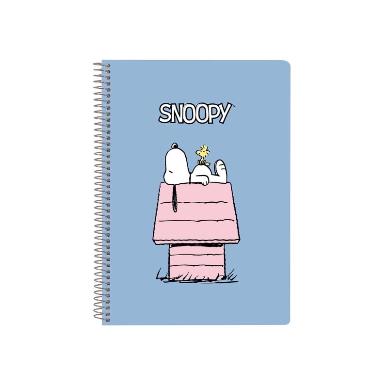 Taccuino Safta Snoopy con spirale - Formato Cuarto - 80 fogli da 80 g/m² - Quadretti da 4x4 mm - Copertina rigida con f