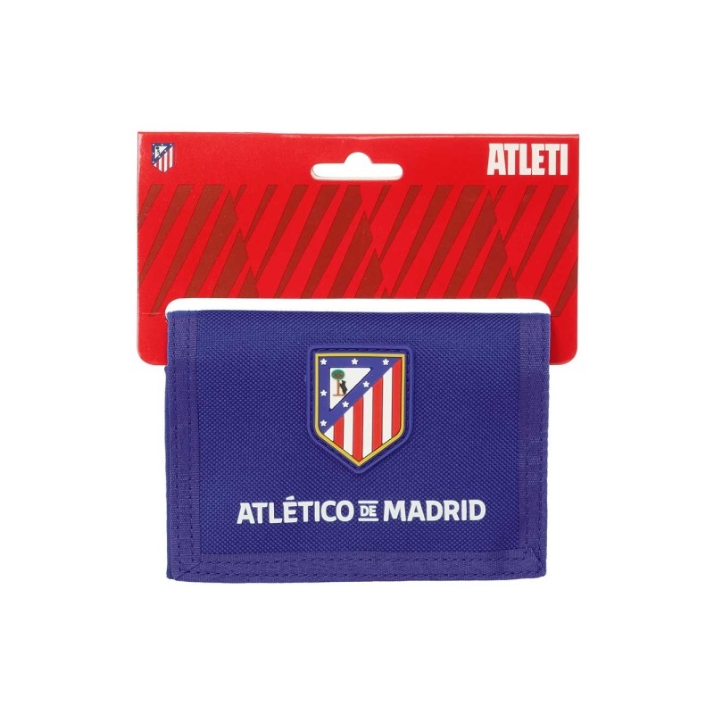 Safta Atletico de Madrid Portafoglio - Design da appendere - Chiusura in velcro - Scomparti interni - Tasca con cerniera