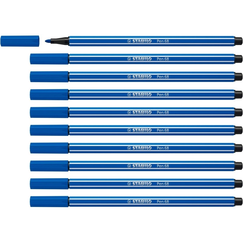 Stabilo Pen 68 Pennarello a punta in fibra - Spessore del tratto: circa 1 mm - Inchiostro a base d'acqua - Colore: blu s