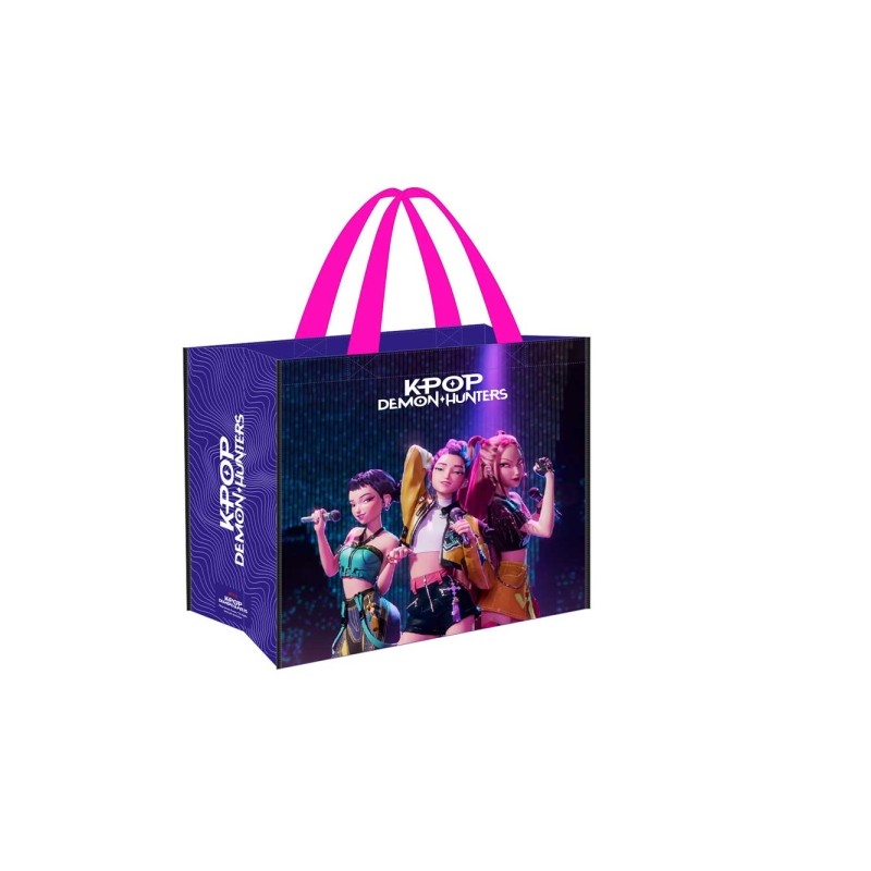 Safta K-Pop Demon Hunters Borsa della spesa riutilizzabile - 36 litri - Manici laterali - Polipropilene - 45x40x20 cm - 
