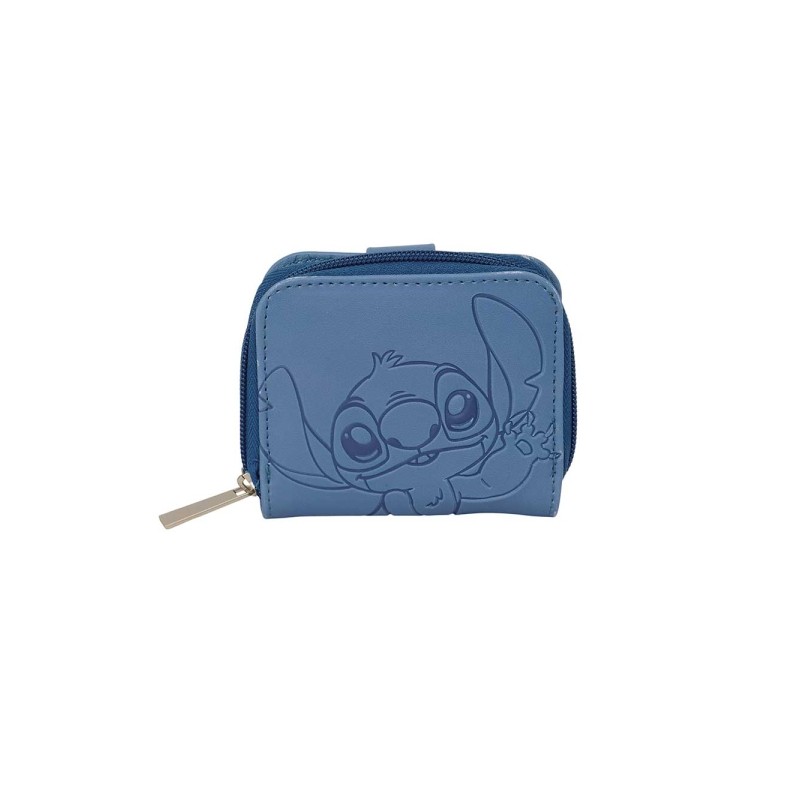 Safta Stitch Blue Portamonete con portacarte - Chiusura magnetica - Scomparto con cerniera - 0.10 L - 110x20x95 mm - Col