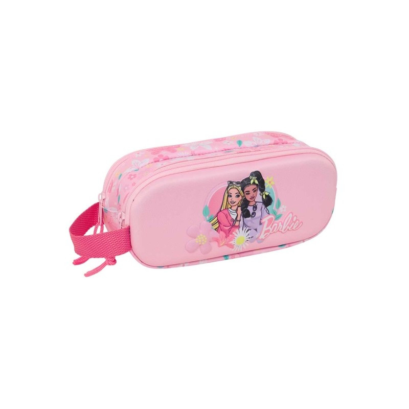 Safta Barbie Borsa multiuso 3D - 2 scomparti con cerniera - Manico laterale - Capacità 1 L - 21x8x6 cm - Colore rosa