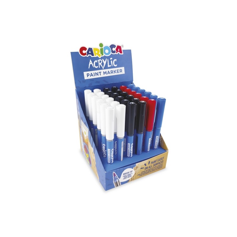 Espositore Carioca Acrylic con 36 pennarelli acrilici - Punta a pennello - Inchiostro a base d'acqua - Elevata coprenza 