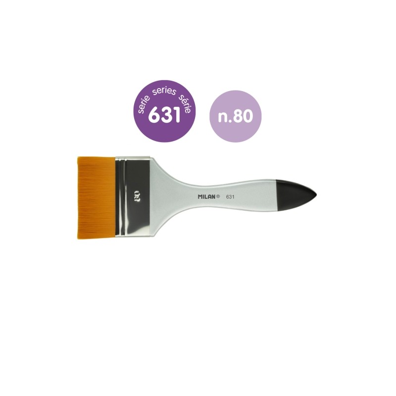 Milan 631 Premium Synthetic Pennello da 80 mm - Setole sintetiche - Manico in legno verniciato - Colore argento
