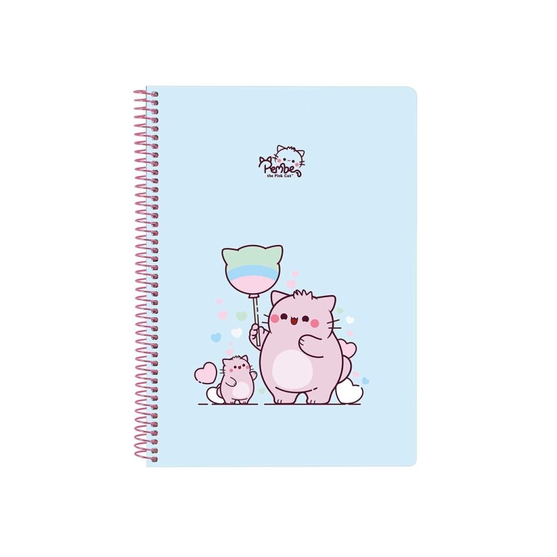 Safta Pembe The Pink Cat Taccuino a spirale - Formato quarto - 80 fogli di carta da 80 g/m² - Quadretti da 4x4 mm - Cop