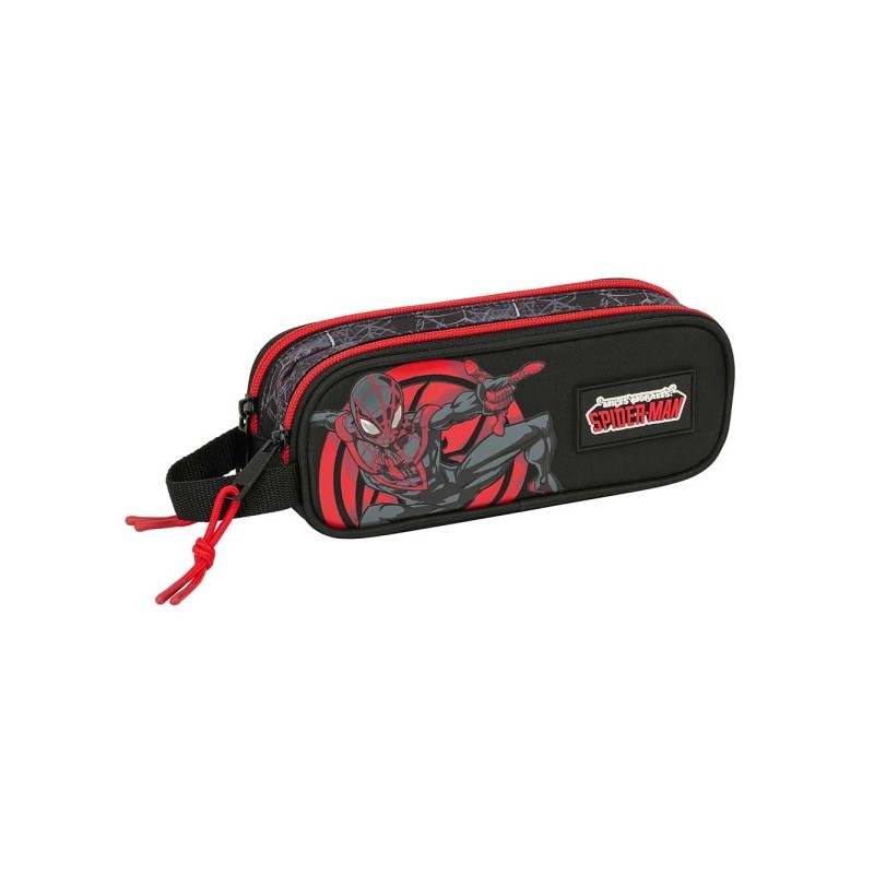 Safta Miles Morales Borsa multiuso - 2 scomparti con cerniera - Manico laterale - 1 L - 210x60x80 mm - Colore: nero e ro