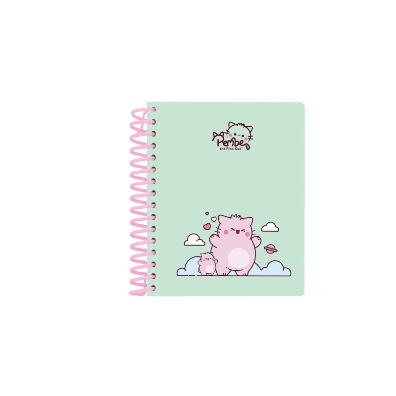 Safta Pembe The Pink Cat Blocco note A6 - Copertina rigida - 120 fogli - Grammatura 80 g/m² - 118x146 mm - Colore menta