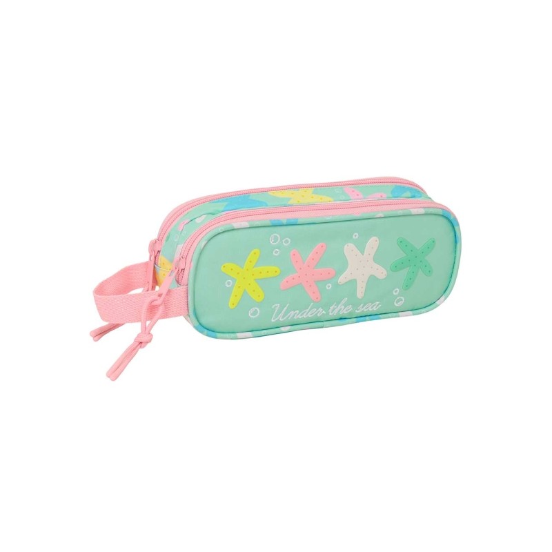 Safta Estrellas Portatutto - 2 scomparti con cerniera - Manico laterale - Capacità 1 L - 21x8x6 cm - Colore verde