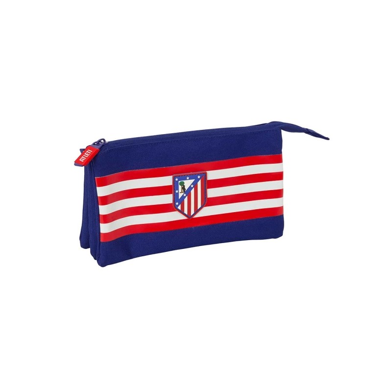 Safta Atletico de Madrid Borsa multiuso - 3 scomparti con cerniera - Tasca interna centrale - 22x12x3 cm - Colore blu ma