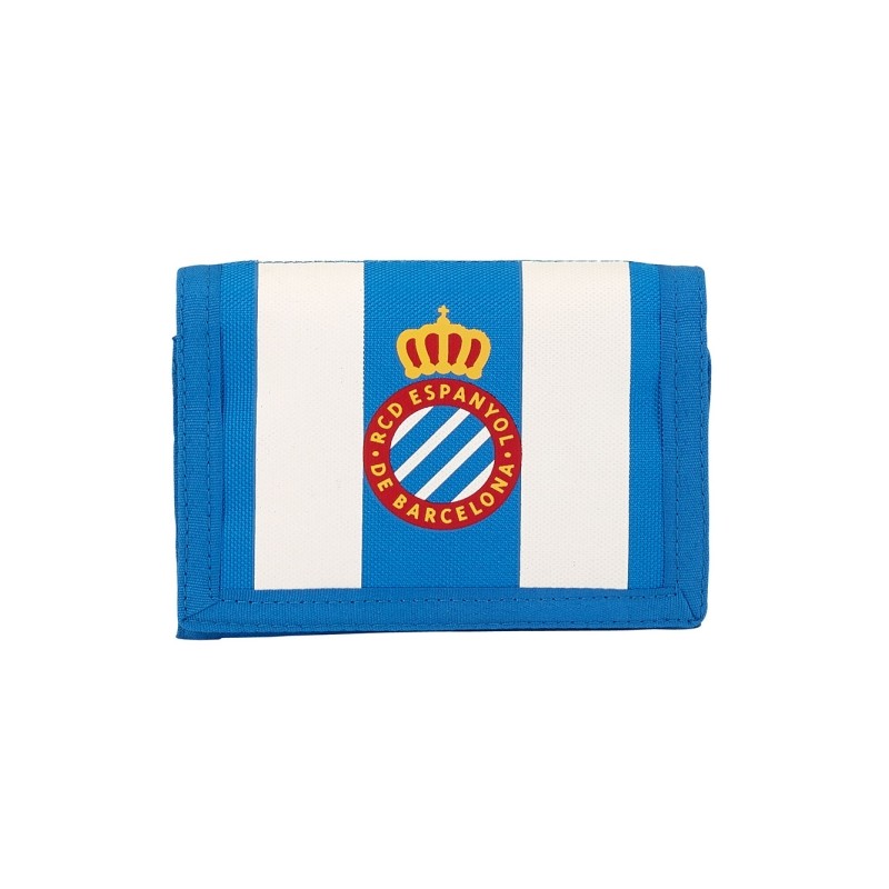 Portafoglio Safta RCD Espanyol - Chiusura in velcro - Scomparti multipli - Tasca per le monete - 125x95 mm - Colore: blu