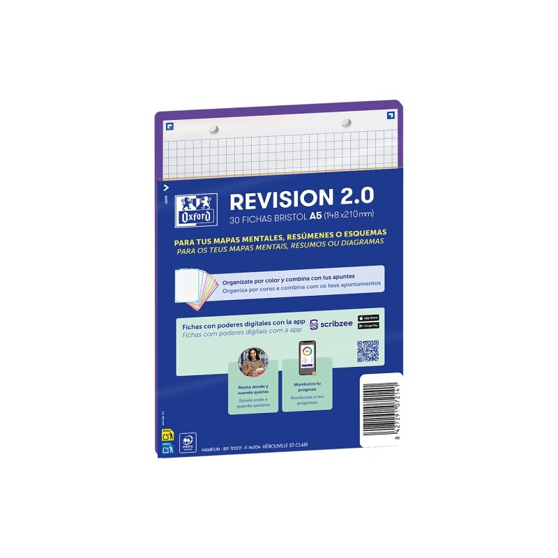 Oxford Confezione da 30 FlashCards 2.0 - Formato A5 - Griglia 5x5 mm - Cartoncino da 250 g - Digitalizzazione dei testi 