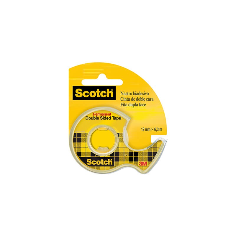 Nastro biadesivo Scotch in dispenser 12 mm x 6.3 m - Adesivo permanente - Multiuso - Pratico dispenser - 7100150066