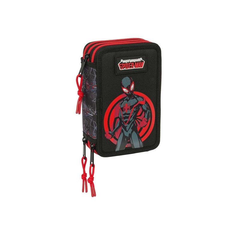 Safta Miles Morales Astuccio a 3 scomparti - 37 pezzi - 1.3 L - Gomma - Matita - Penne a sfera - Temperamatite - Righell