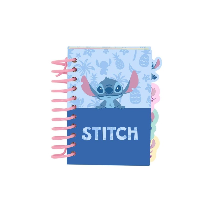 Blocco note Safta Stitch - Formato A7 - 80 fogli da 80 g/m² - Rilegatura a spirale - Copertina rigida - 4 segnalibri in