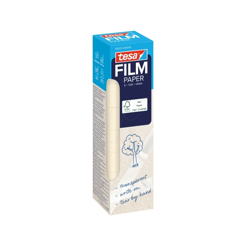 Confezione Tesa Paper Pack da 8 nastri adesivi in carta da 19 mm x 10 metri - Quasi invisibili su superfici di colore ch