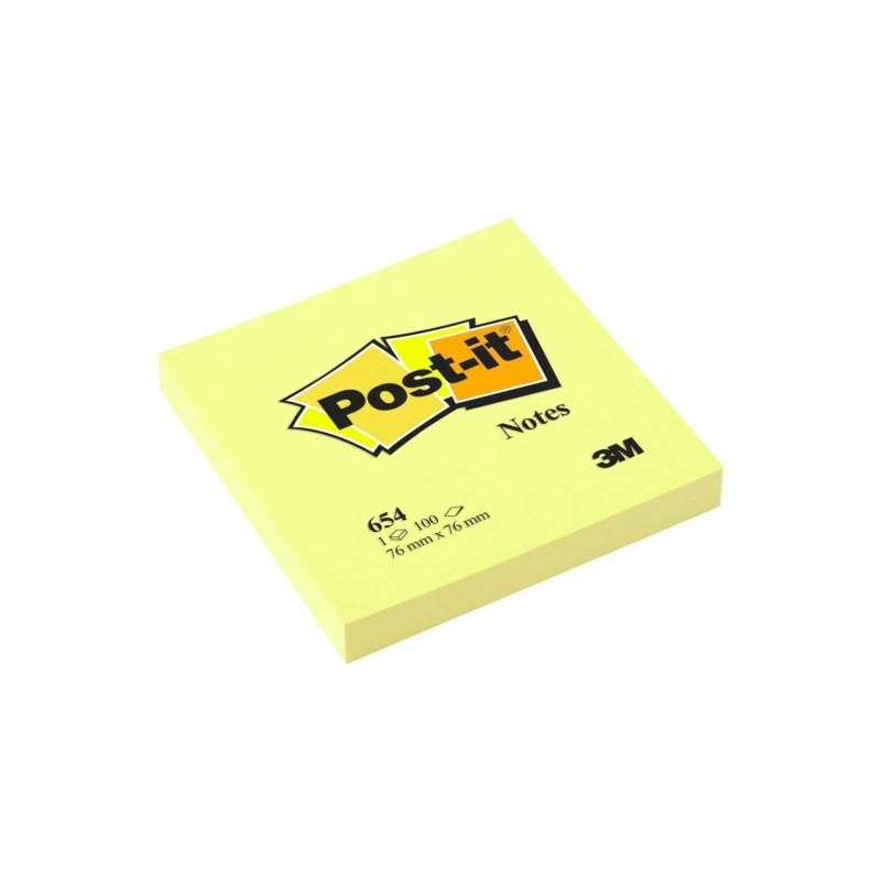 Blocco Post-it da 100 foglietti adesivi rimovibili. giallo canarino. 76x76 mm - Carta con certificazione PEFC - 71001031