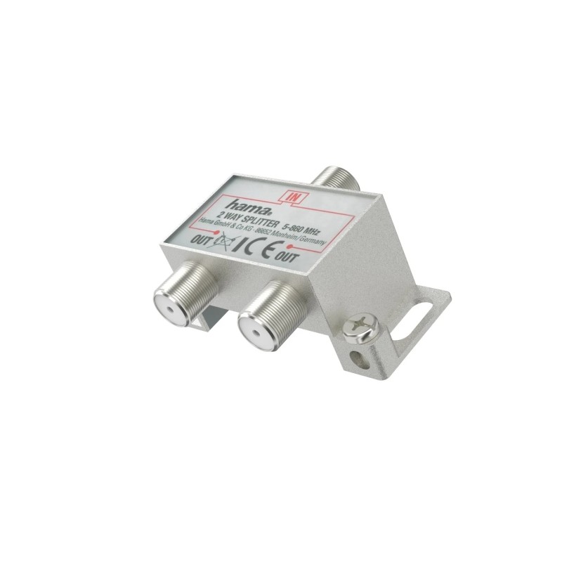 Hama Essential Splitter per antenna - 1 ingresso F femmina - 2 uscite F femmina - Colore argento