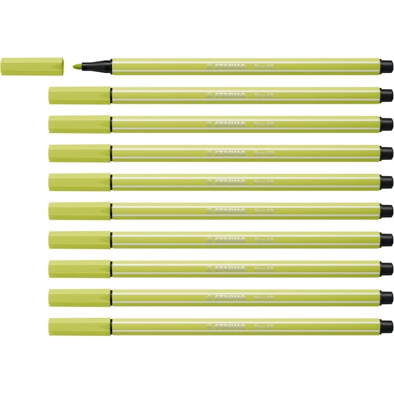 Stabilo Pen 68 Pennarello a punta in fibra - Spessore del tratto: circa 1 mm - Inchiostro a base d'acqua - Colore verde 