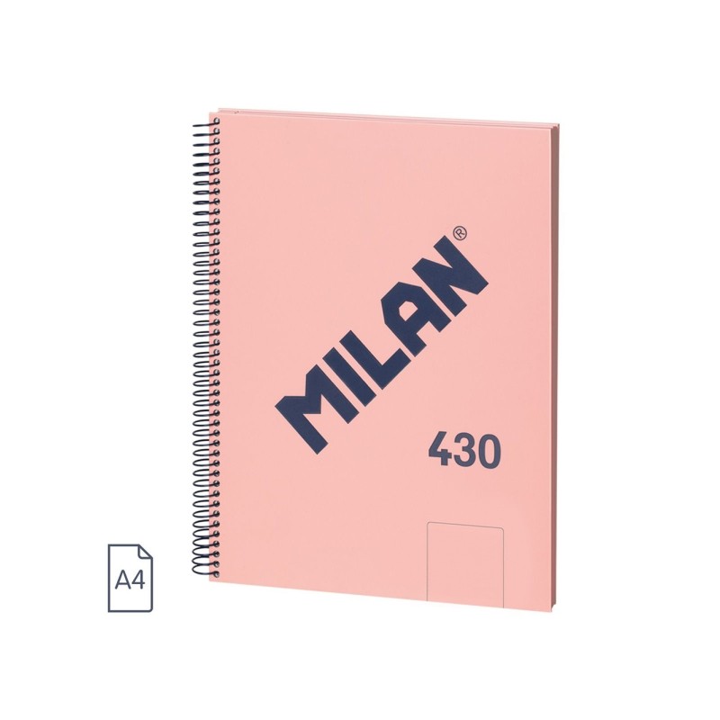 Milan 430 Since 1918 Quaderno A4 con spirale - Fogli bianchi - 80 fogli da 95 g - Copertina rigida - Colore rosa
