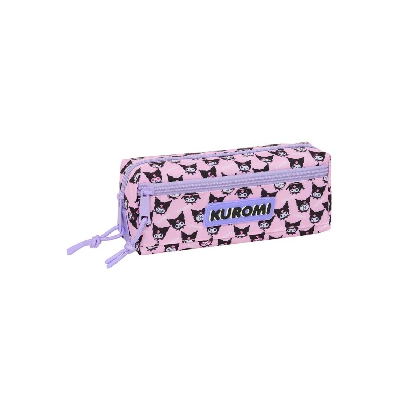Safta Kuromi Borsa portaoggetti - 3 scomparti con cerniera - Elastico - Compatta - 22x8.5x6 cm - Colore rosa