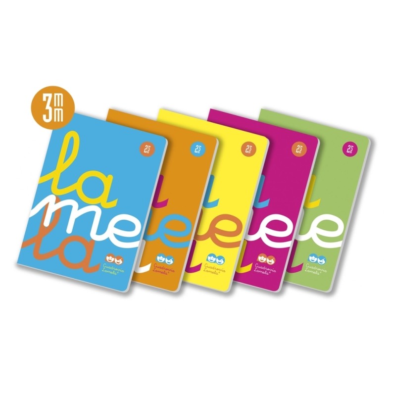 Lamela Confezione da 5 quaderni rilegati con 50 fogli da 90 g/m² con margini - Formato A4 - Righe a quadretti da 3 mm -