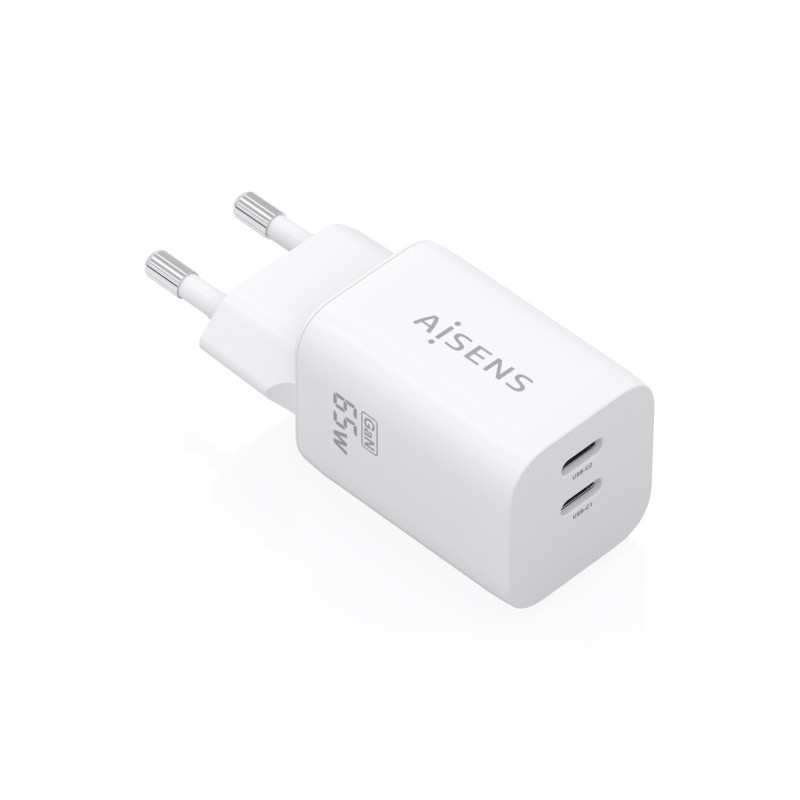 Caricabatterie Aisens Gan 65 W - 2xUSB-C PD 3.0 QC 4.0 - Colore: bianco