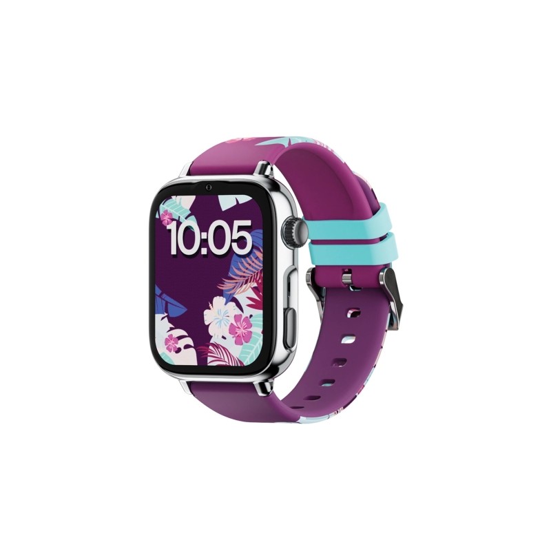 Savefamily Smartwatch per bambini SaveWatch Plus 2 - Schermo AMOLED - Cassa argentata - Cinturino in silicone Maui