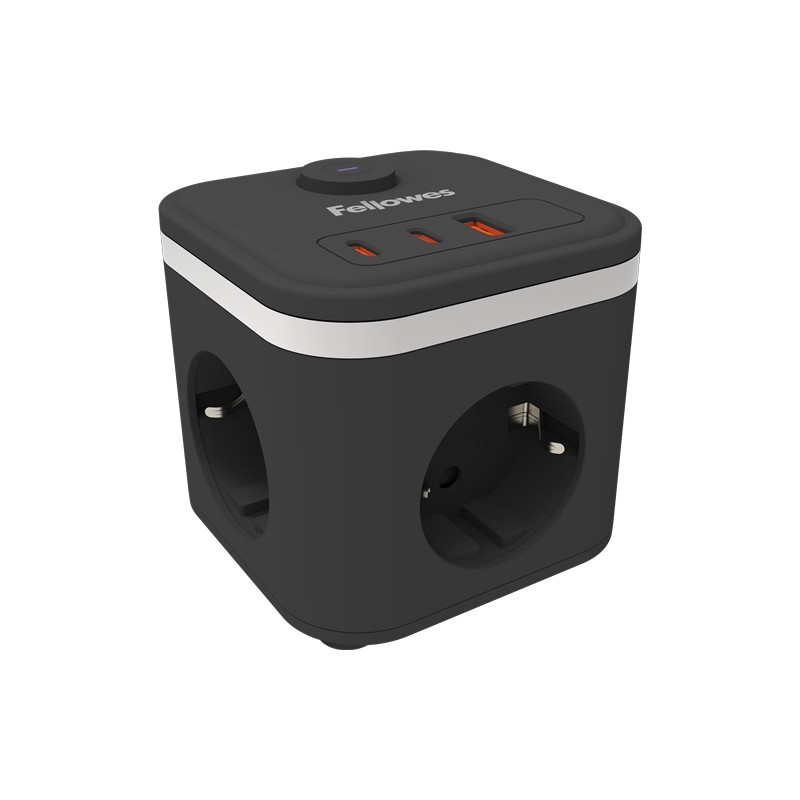Fellowes Multipresa da tavolo con 3 prese da 230 V + 2 porte USB-C da max. 20 W - 1 porta USB-A da max. 18 W - Cavo da 2