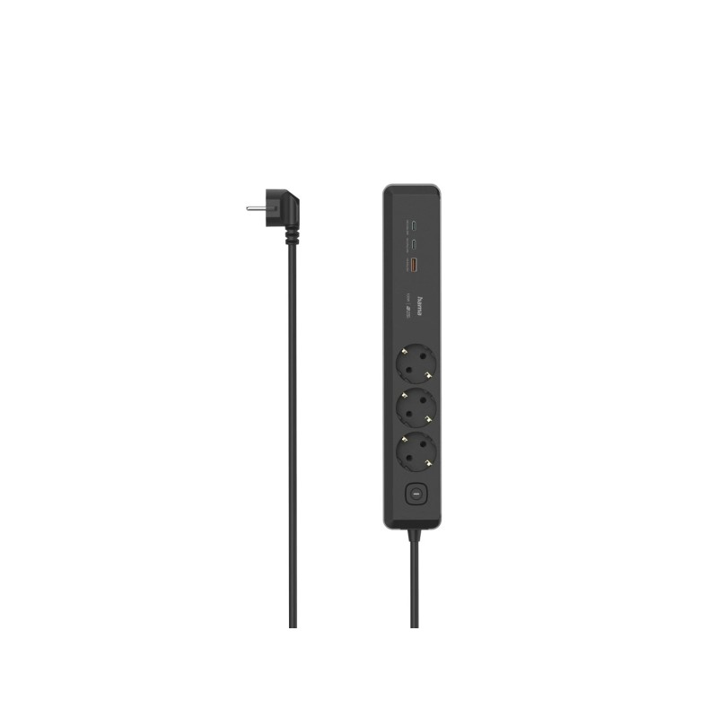 Hama Multipresa con 6 prese - Cavo da 1.4 m - 3x Schuko - 2x USB-C - 1x USB-A - Interruttore di accensione - Presa Schuk