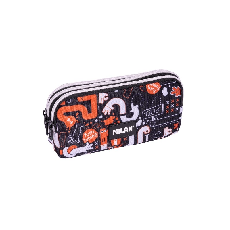 Milan Fingers Custodia multiuso - Cerniera - 3 scomparti - 22x11x6.5 cm - Colore arancione