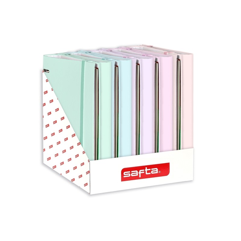 Safta Espositore con 8 cartelline a 4 anelli da 35 mm - Ricarica da 100 fogli per cartellina - 290x340x340 mm - Colori a