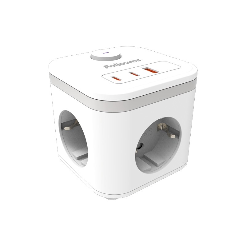 Fellowes Multipresa da tavolo con 3 prese da 230 V + 2 porte USB-C da max. 20 W - 1 porta USB-A da max. 18 W - Cavo da 2