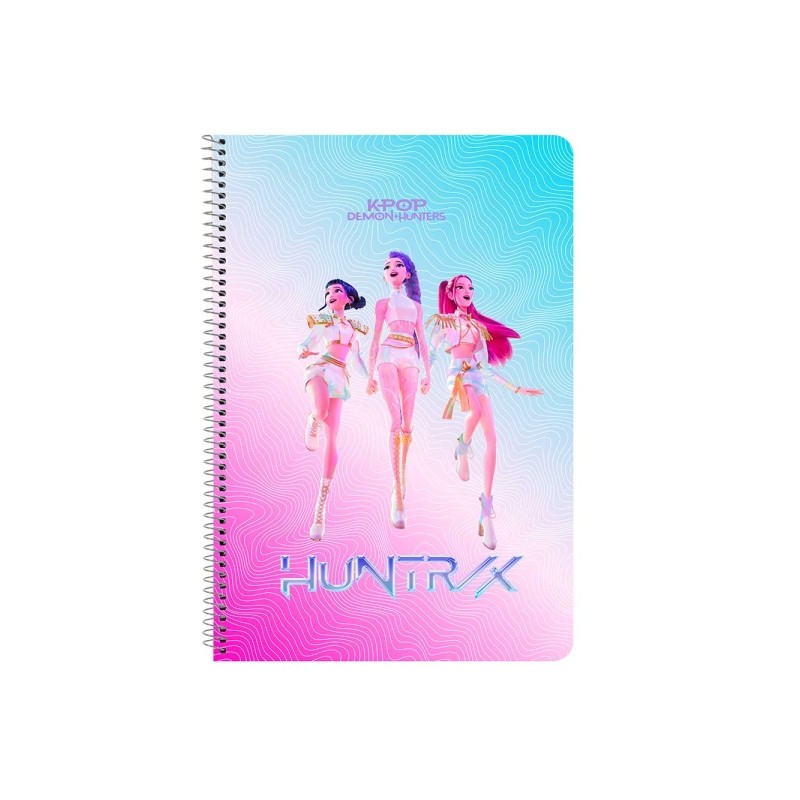 Safta K-Pop Demon Hunters Quaderno a spirale - Formato Folio - 80 fogli da 80 g/m² - Griglia 4x4 mm - Copertina rigida 